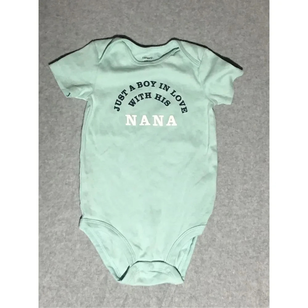 Baby Carter’s Onesie Size 18M Nana Love Blue Pastel Cute Graphic Font